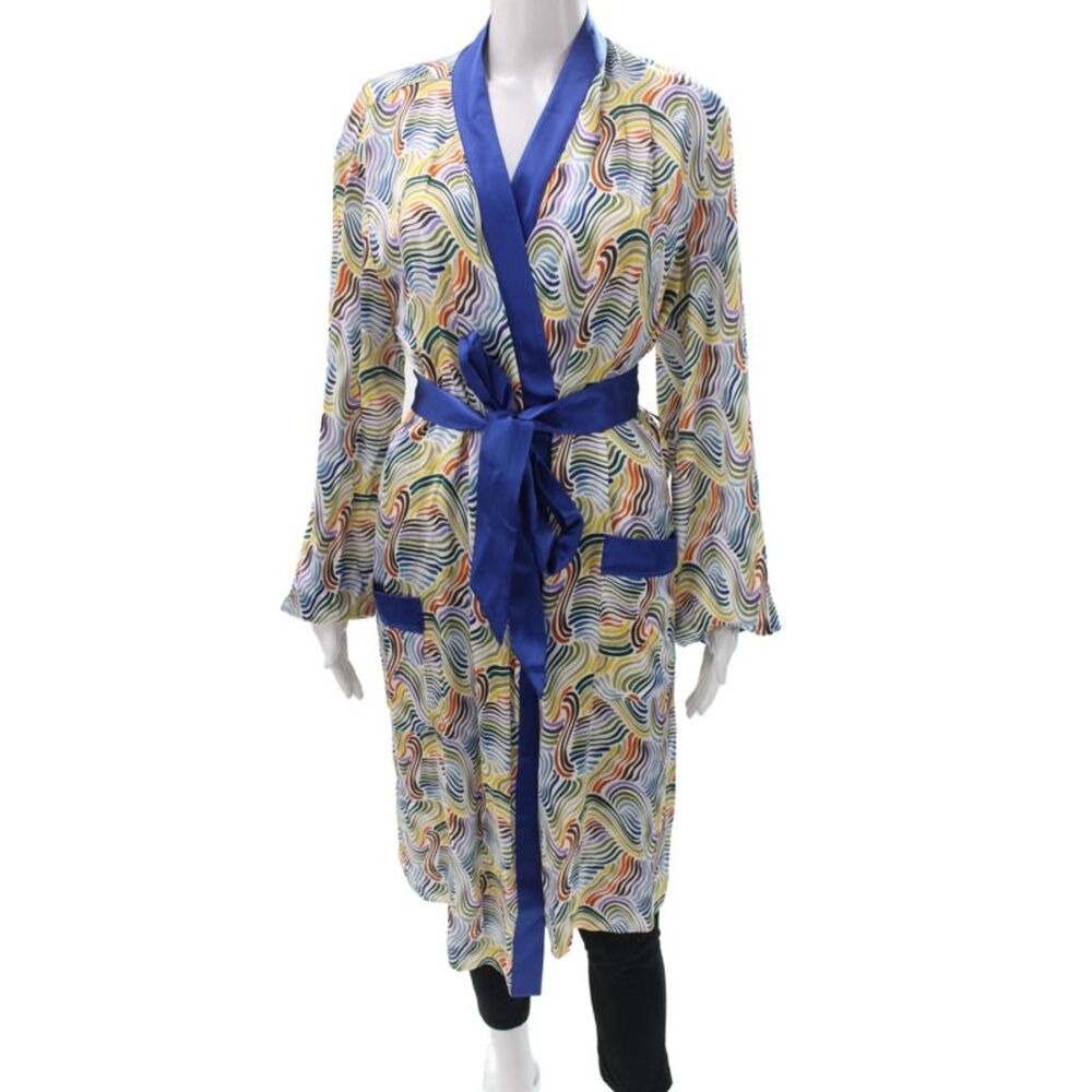 Simkhai X Montage Womens Printed Long Sleeve Robe Multicolor Size M